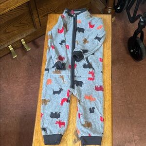 Carter's Gray Animal Print Fleece Romper